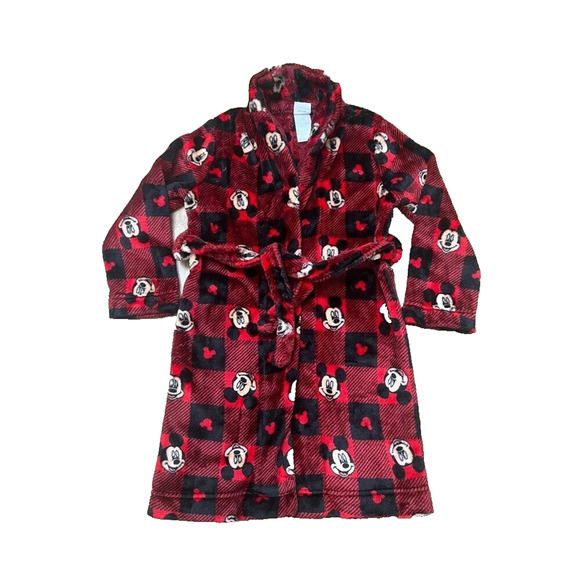 Disney | Pajamas | Disney Mickey Mouse Red Plaid Robe With Belt Size ...